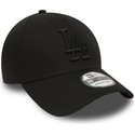 cappellino-visiera-curva-nero-con-logo-nero-aderente-39thirty-essential-di-los-angeles-dodgers-mlb-di-new-era