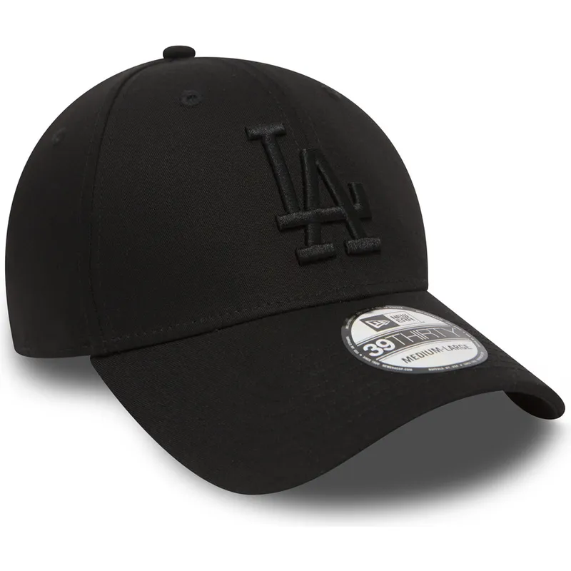 cappellino-con-visiera-curva-nero-con-logo-nero-aderente-39thirty-essential-di-los-angeles-dodgers-mlb-di-new-era