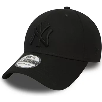 Cappellino visiera curva nero con logo nero aderente 39THIRTY Classic di New York Yankees MLB di New Era