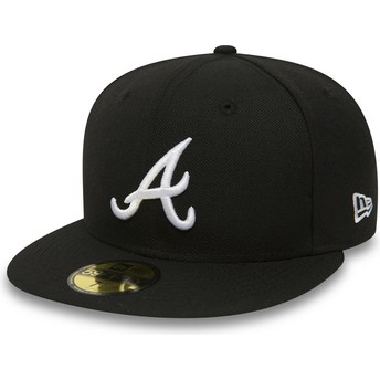 Cappellino visiera piatta nero aderente 59FIFTY Essential di Atlanta Braves MLB di New Era