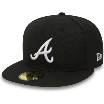Cappellino visiera piatta nero aderente 59FIFTY Essential di Atlanta Braves MLB di New Era