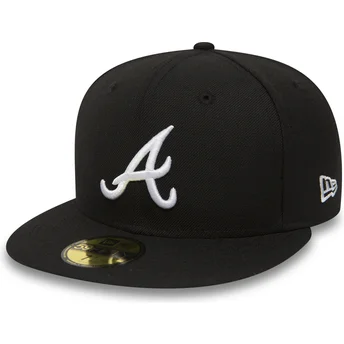 cappello-piatto-nero-aderente-59fifty-essential-di-atlanta-braves-mlb-di-new-era
