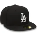 cappello-piatto-nero-aderente-59fifty-essential-dei-los-angeles-dodgers-mlb-di-new-era