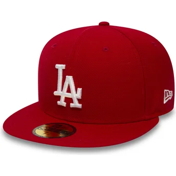 Cappello piatto rosso aderente 59FIFTY Essential dei Los Angeles Dodgers MLB di New Era