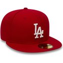 cappellino-visiera-piatta-rosso-aderente-59fifty-essential-di-los-angeles-dodgers-mlb-di-new-era