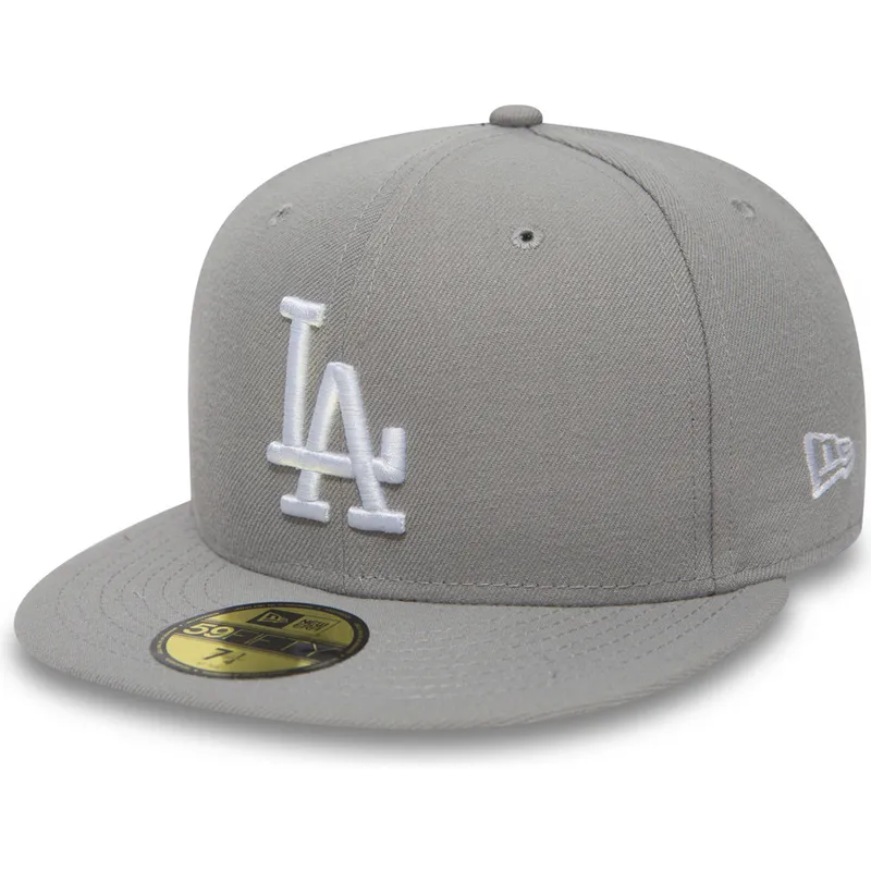 cappello-piatto-grigio-chiuso-59fifty-essential-dei-los-angeles-dodgers-mlb-di-new-era