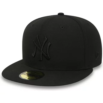 Cappellino visiera piatta nero aderente 59FIFTY Black on Black di New York Yankees MLB di New Era