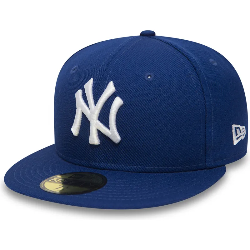 berretto-piatto-blu-chiuso-59fifty-essential-dei-new-york-yankees-mlb-di-new-era