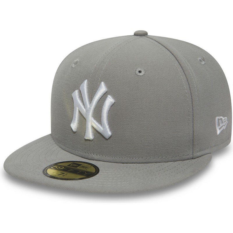 cappellino-visiera-piatta-grigio-aderente-con-logo-bianco-59fifty-essential-di-new-york-yankees-mlb-di-new-era