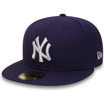 cappellino-piatto-viola-aderente-59fifty-essential-dei-new-york-yankees-mlb-di-new-era