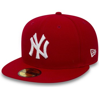 Cappellino visiera piatta rosso aderente 59FIFTY Essential di New York Yankees MLB di New Era