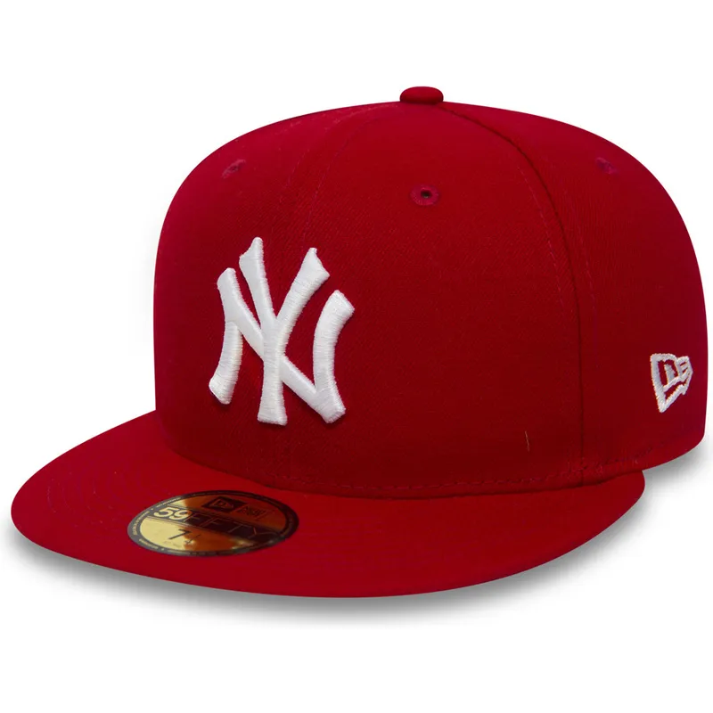 cappello-piatto-rosso-regolabile-59fifty-essential-dei-new-york-yankees-mlb-di-new-era