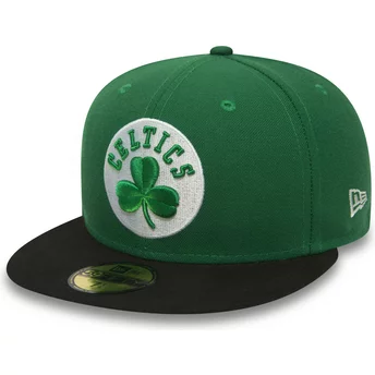 Cappellino visiera piatta verde aderente 59FIFTY Essential di Boston Celtics NBA di New Era