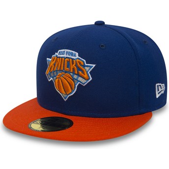 Cappellino visiera piatta blu aderente 59FIFTY Essential di New York Knicks NBA di New Era