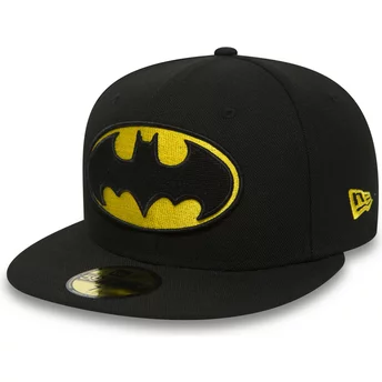 Cappellino visiera piatta nero aderente 59FIFTY Batman Character Essential Warner Bros. di New Era