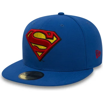 cappello-piatto-blu-chiuso-59fifty-superman-character-essential-warner-bros-di-new-era