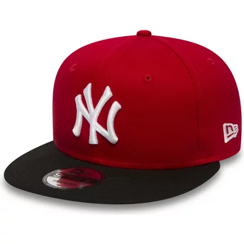 Cappellino visiera piatta rosso regolabile 9FIFTY Cotton Block di New York Yankees MLB di New Era