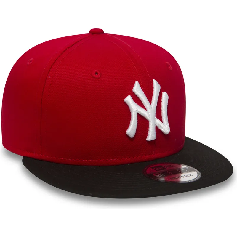 cappelli-piatta-rosso-snapback-ajustable-9fifty-cotton-block-dei-new-york-yankees-mlb-di-new-era
