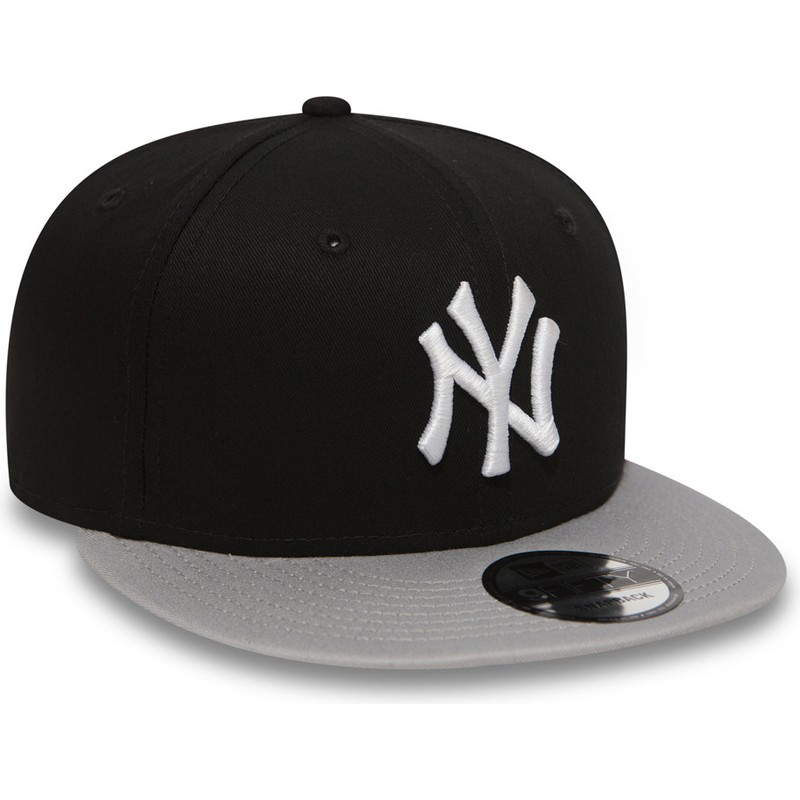 cappellino-visiera-piatta-nero-regolabile-9fifty-cotton-block-di-new-york-yankees-mlb-di-new-era