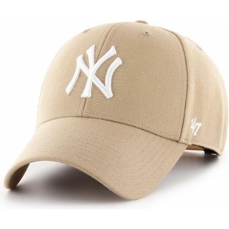 cappellino-visiera-curva-beige-snapback-di-new-york-yankees-mlb-mvp-di-47-brand