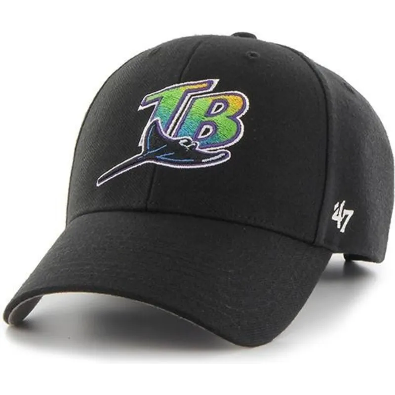 cappelli-curva-nero-cinghia-regolabile-dei-tampa-bay-rays-mlb-di-47-brand