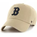 cappellino-visiera-curva-beige-con-logo-nero-di-boston-red-sox-mlb-clean-up-di-47-brand