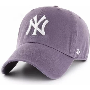 Cappellino visiera curva viola di New York Yankees MLB Clean Up di 47 Brand