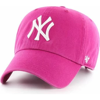 Cappellino visiera curva rosa orchidea di New York Yankees MLB Clean Up di 47 Brand