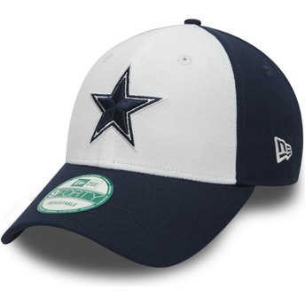 Cappellino visiera curva bianco e blu marino regolabile 9FORTY The League di Dallas Cowboys NFL di New Era
