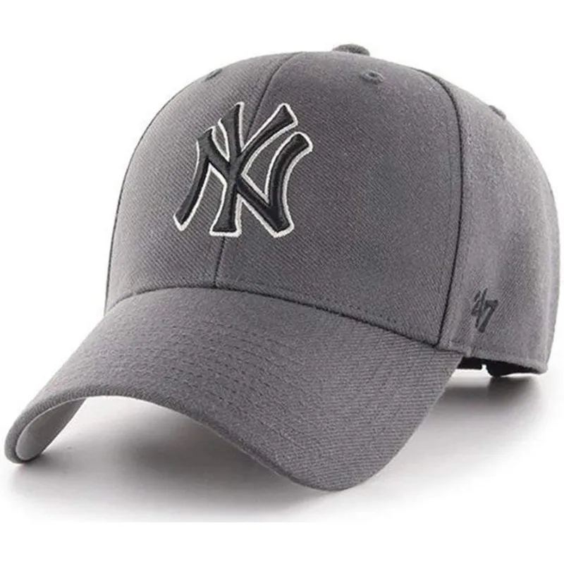 cappelli-curva-grigio-cinghia-regolabile-negro-dei-new-york-yankees-mlb-di-47-brand