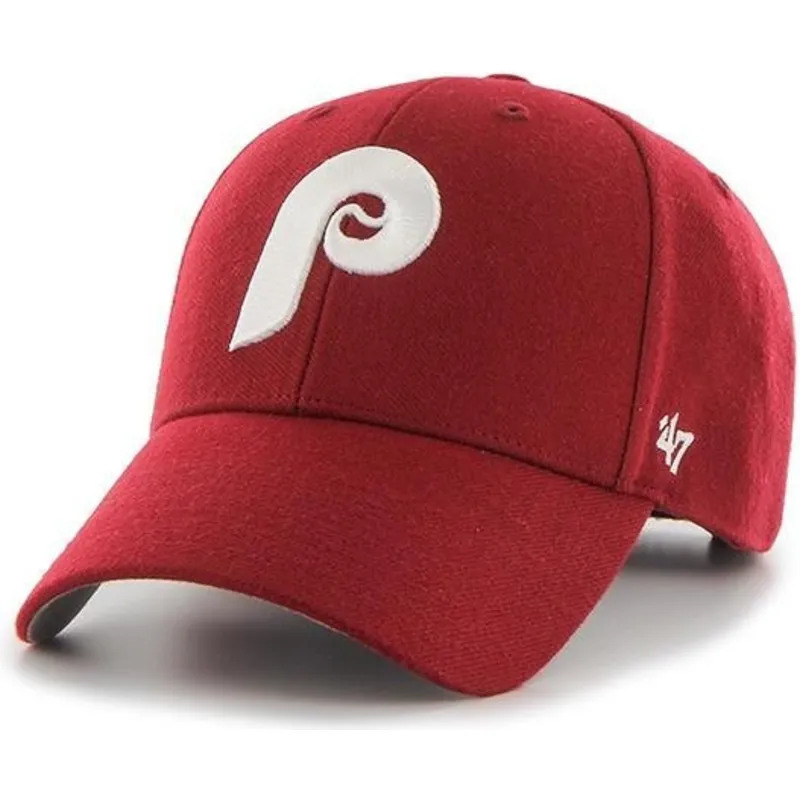 cappelli-curva-rosso-cinghia-regolabile-clasico-dei-philadelphia-phillies-mlb-di-47-brand