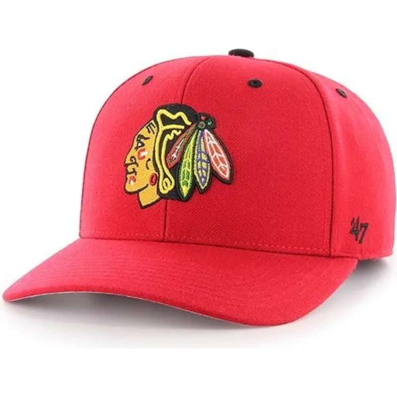 cappelli-curva-rosso-cinghia-regolabile-dei-chicago-blackhawks-nhl-di-47-brand