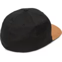 cappellino-visiera-curva-nero-aderente-con-visiera-marrone-full-stone-hthr-xfit-mud-di-volcom