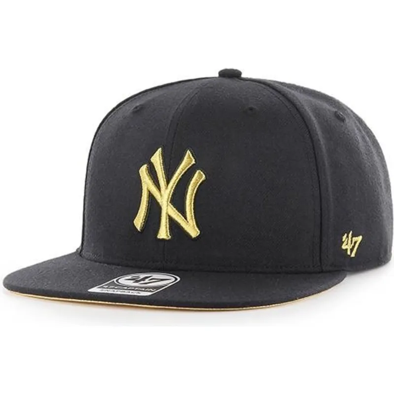 cappelli-piatta-nero-snapback-oro-dei-new-york-yankees-mlb-di-47-brand cappelli-piatta-nero-snapback-oro-dei-new-york-yankees-mlb-di-47-brand