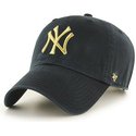 cappellino-visiera-curva-nero-con-logo-oro-di-new-york-yankees-mlb-clean-up-metallic-di-47-brand