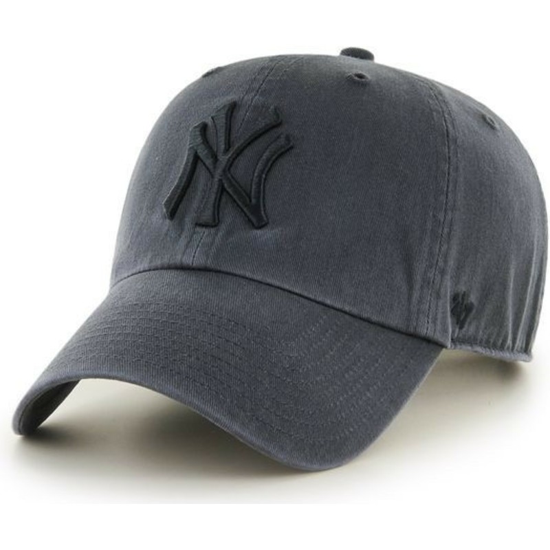 cappellino-visiera-curva-nero-con-logo-nero-di-new-york-yankees-mlb-clean-up-di-47-brand