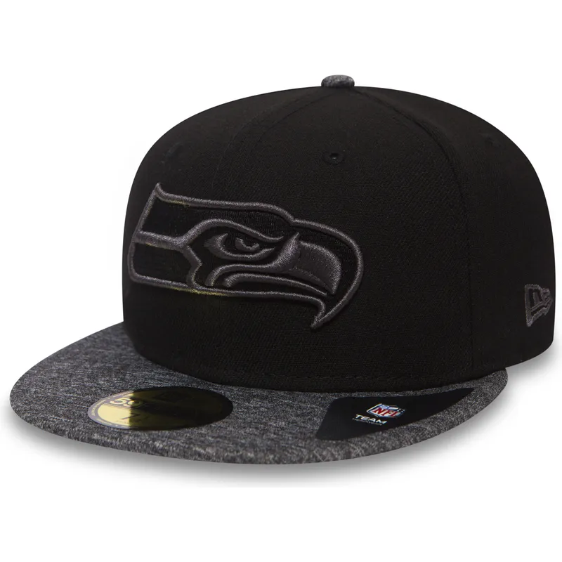 cappello-piatto-nero-chiuso-con-logo-e-visiera-grigia-59fifty-grey-collection-dei-seattle-seahawks-nfl-di-new-era