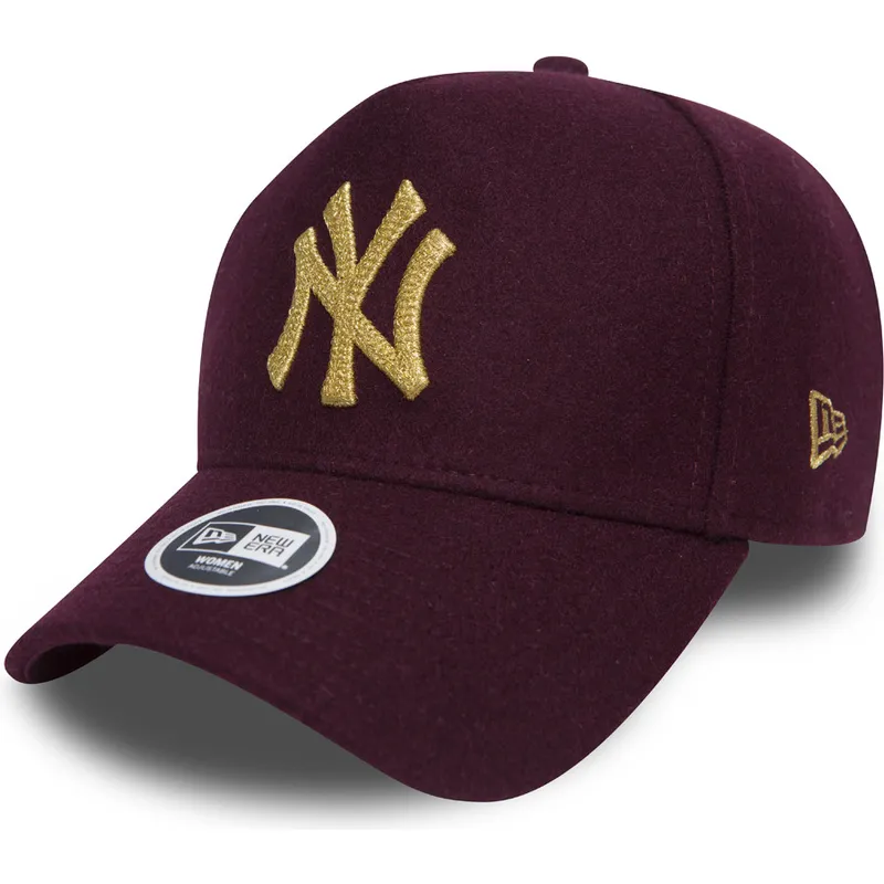 cappelli-curva-rosso-cinghia-regolabile-granate-9forty-melton-a-frame-dei-new-york-yankees-mlb-di-new-era