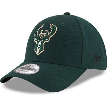 Cappellino con visiera curva verde regolabile 9FORTY The League dei Milwaukee Bucks NBA di New Era
