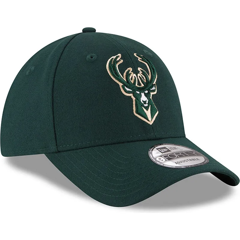 cappellino-con-visiera-curva-verde-regolabile-9forty-the-league-dei-milwaukee-bucks-nba-di-new-era