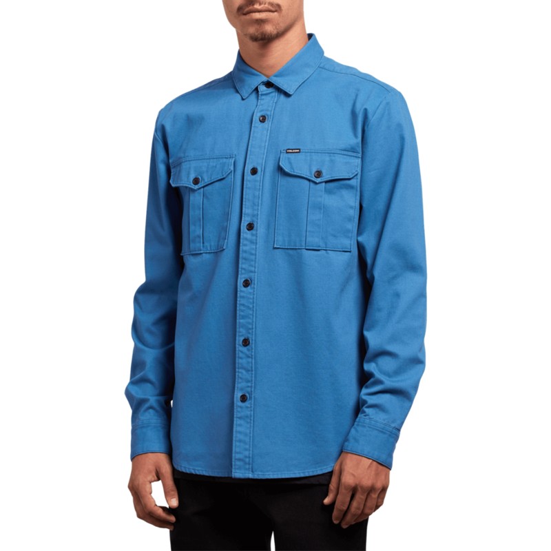 camicia-maniche-lunghe-blu-huckster-used-blue-di-volcom