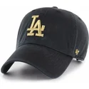 cappellino-curvo-nero-con-logo-oro-dei-los-angeles-dodgers-mlb-clean-up-metallic-di-47-brand