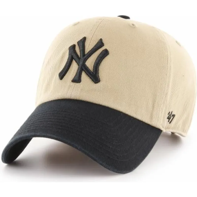 cappelli-curva-beige-cinghia-regolabile-negro-dei-new-york-yankees-mlb-di-47-brand