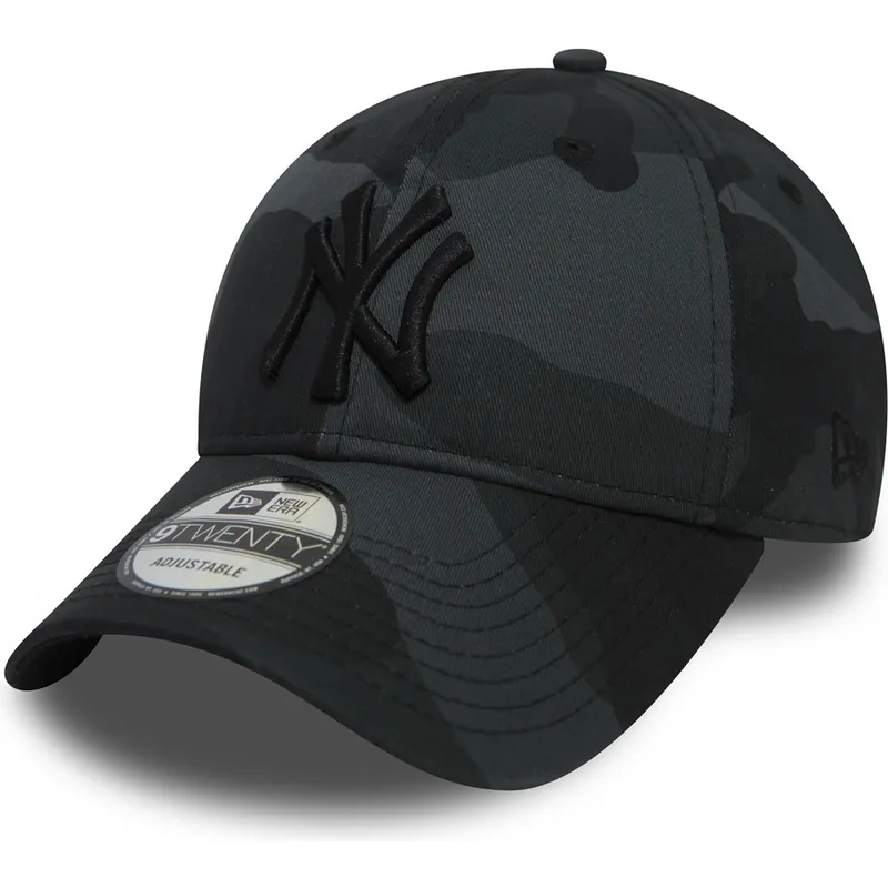 cappelli-curva-mimetizzazione-cinghia-regolabile-negro-negro-9twenty-essential-packable-dei-new-york-yankees-mlb-di-new-era