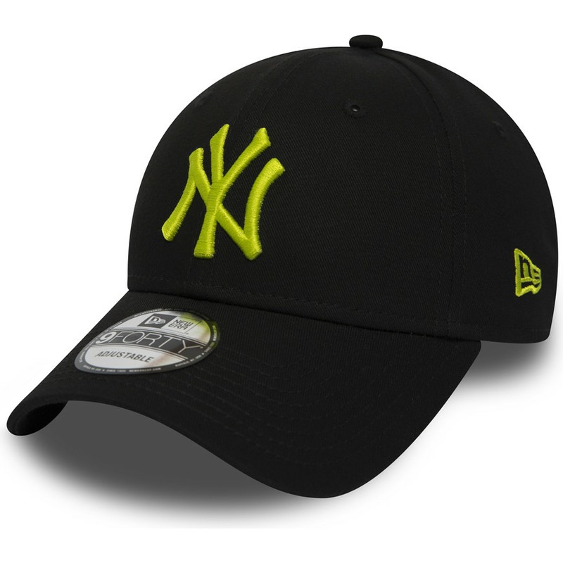 cappellino-visiera-curva-nero-regolabile-con-logo-verde-9forty-essential-di-new-york-yankees-mlb-di-new-era