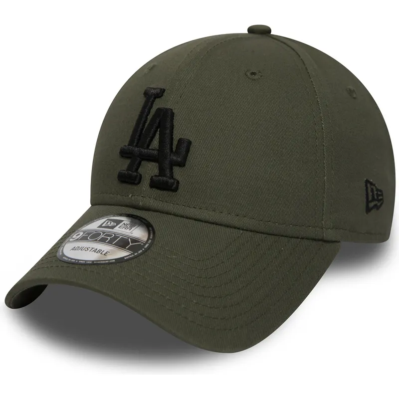 cappellino-curvo-verde-regolabile-con-logo-nero-9forty-essential-dei-los-angeles-dodgers-mlb-di-new-era
