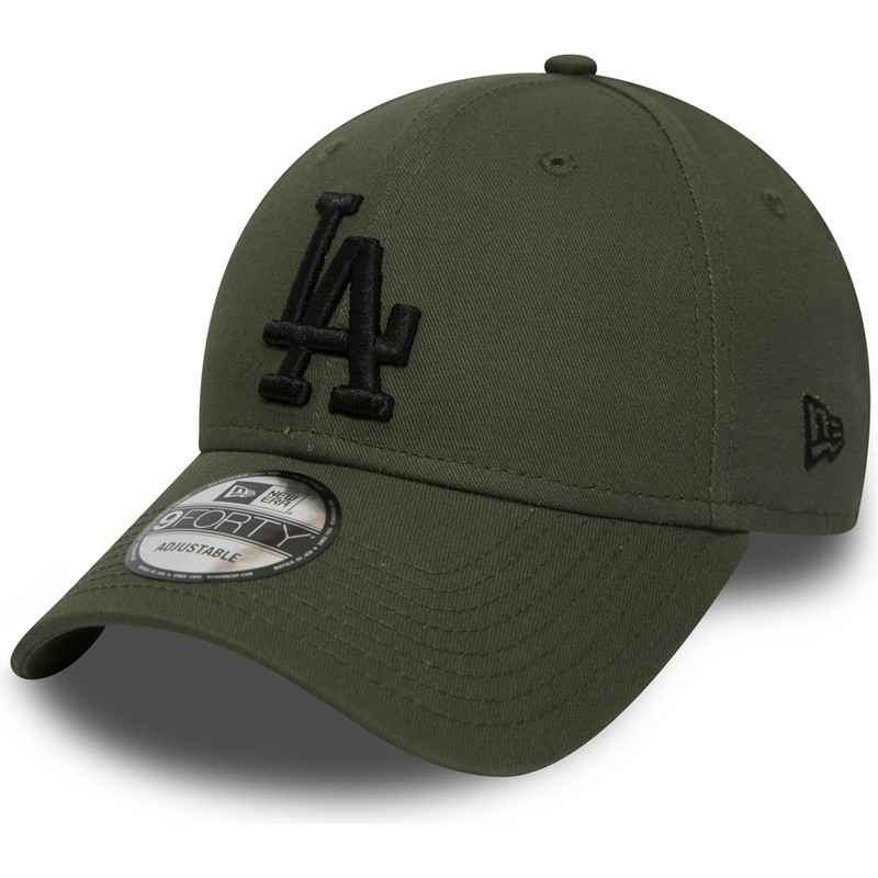 cappellino-visiera-curva-verde-regolabile-con-logo-nero-9forty-essential-di-los-angeles-dodgers-mlb-di-new-era
