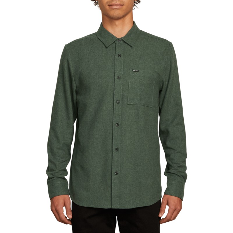 camicia-maniche-lunghe-verde-caden-solid-dark-pine-di-volcom
