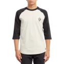 maglietta-maniche-3-4-bianca-e-nera-cutout-black-di-volcom
