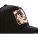 cappello-nero-snapback-con-visiera-curva-tazmania-devil-taz5-looney-tunes-di-capslab